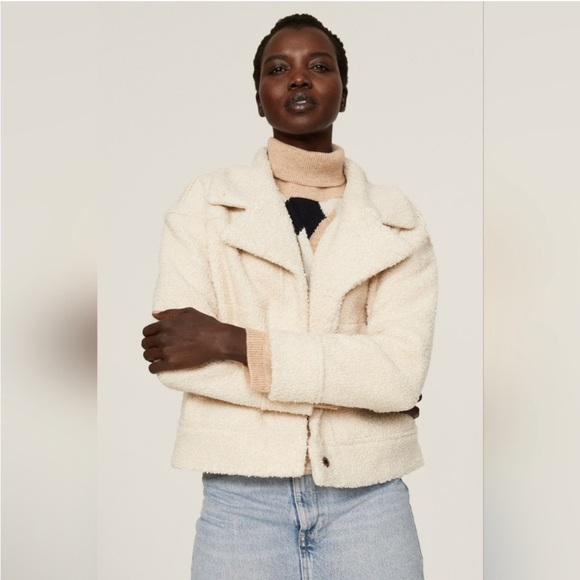 NEW Marine Layer Quebec Sherpa Jacket Antique White Sherpa Small - Picture 2 of 14